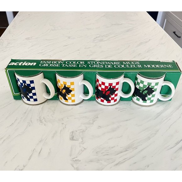 Other - VINTAGE NEW Scottie Dog Mugs Set of 4 Scottish Terrier Coffee Tea Cups 1985 80s